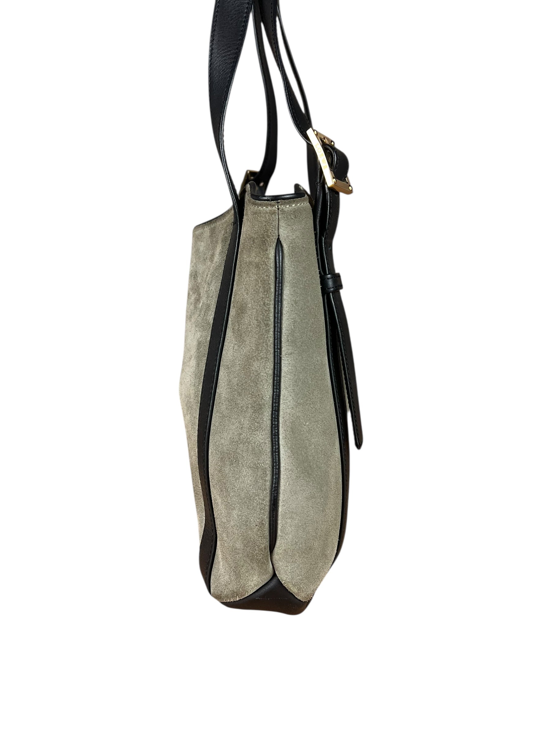 Loewe Suede Anagram Shoulder Tote Olive