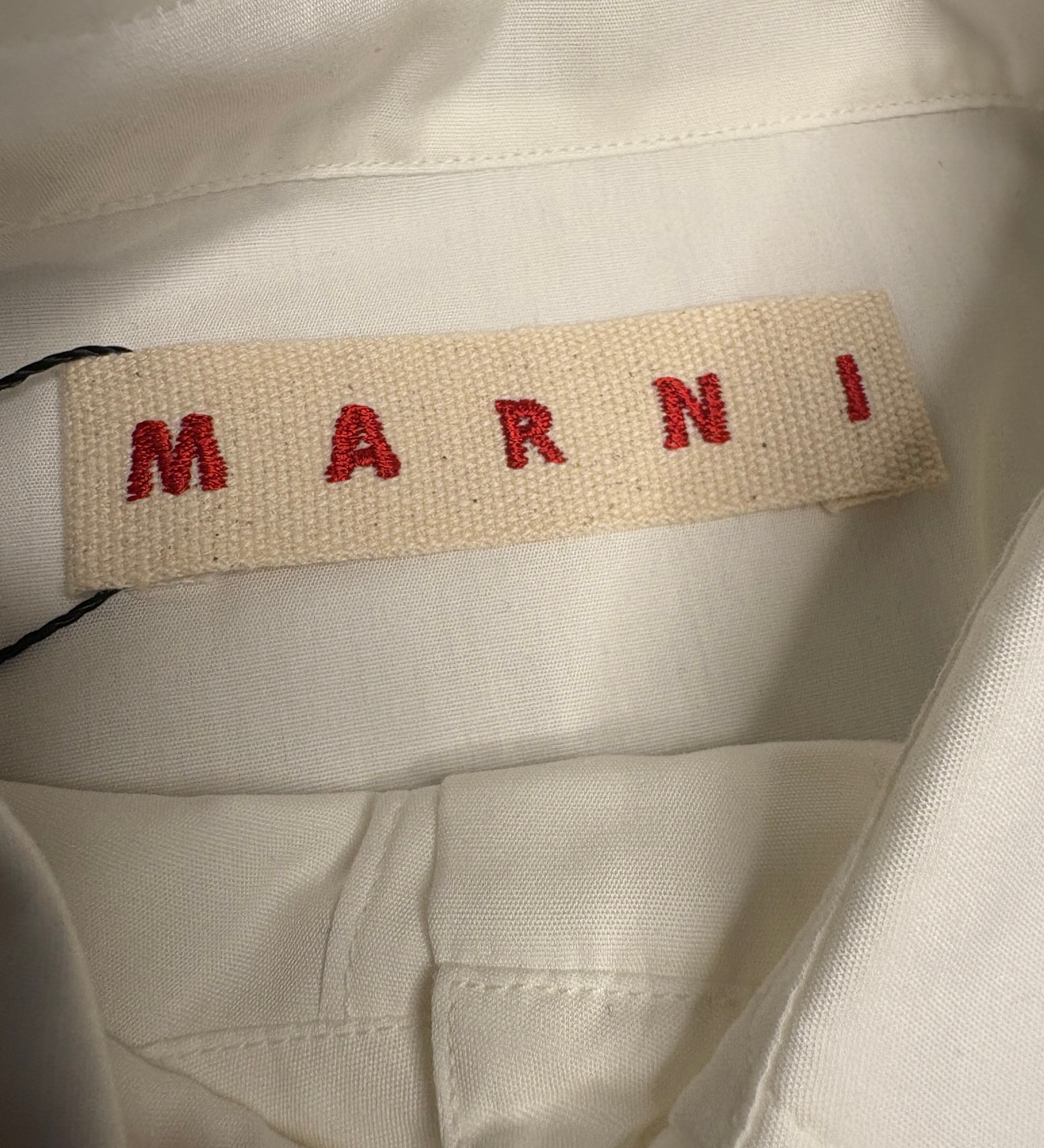 Marni White Pleated Button Down Blouse