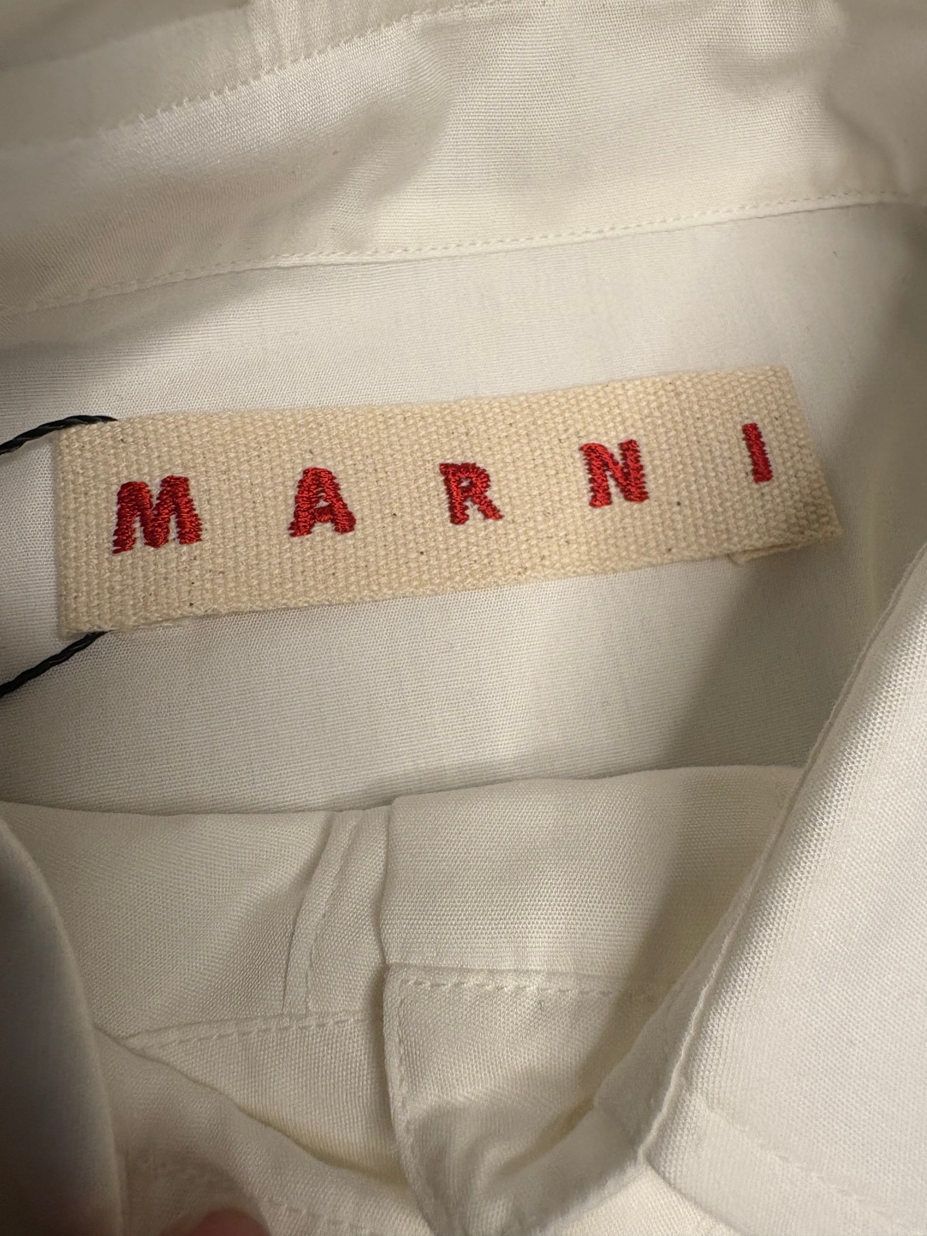 Marni White Pleated Button Down Blouse