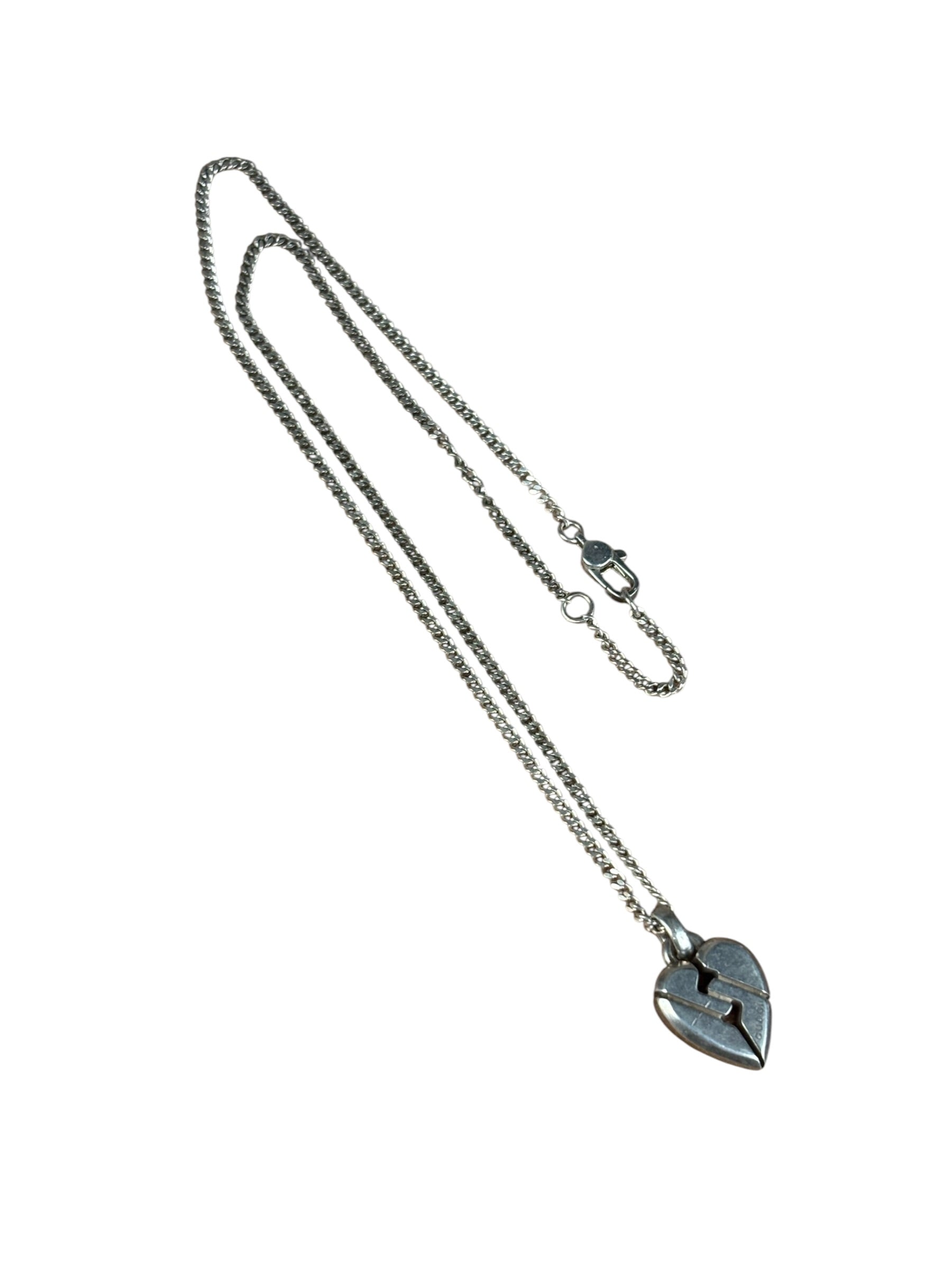 Gucci Vintage Silver Broken Heart Necklace