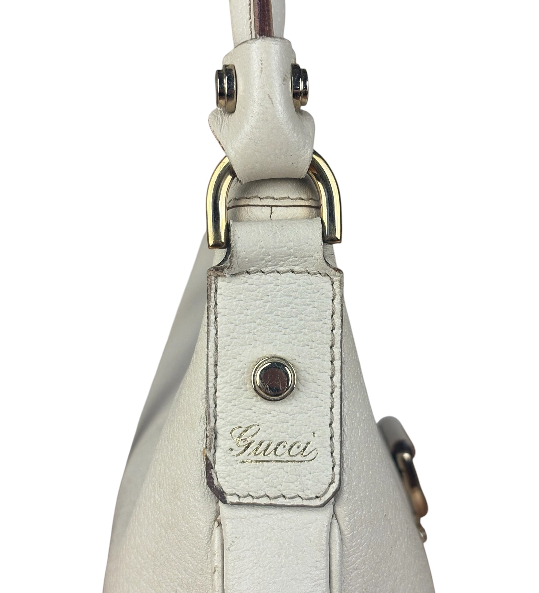 Gucci Vintage Ivory Leather D-Ring Shoulder Bag