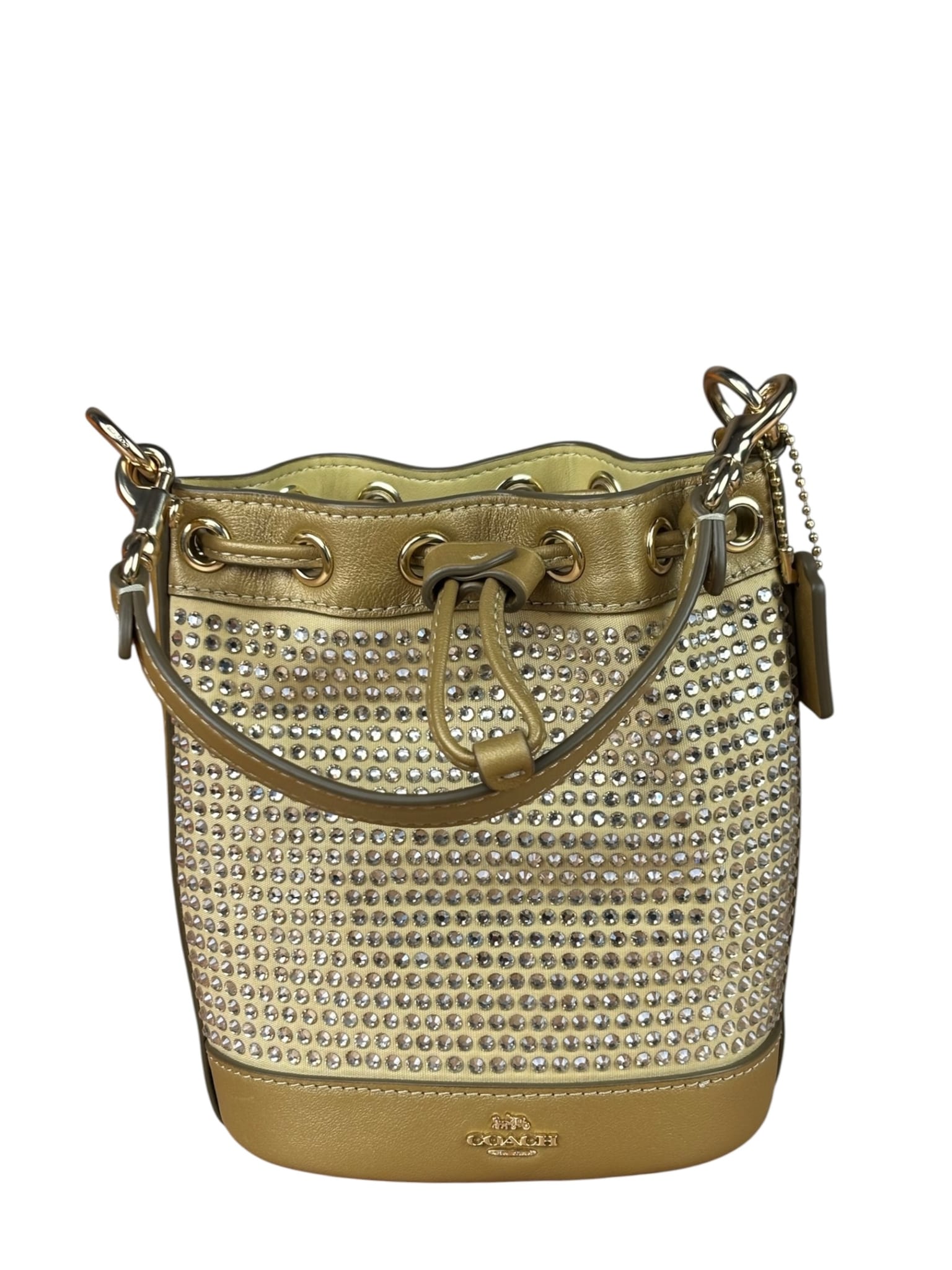 Coach Yellow Gold Mini Bucket Crystal Two-Way Bag