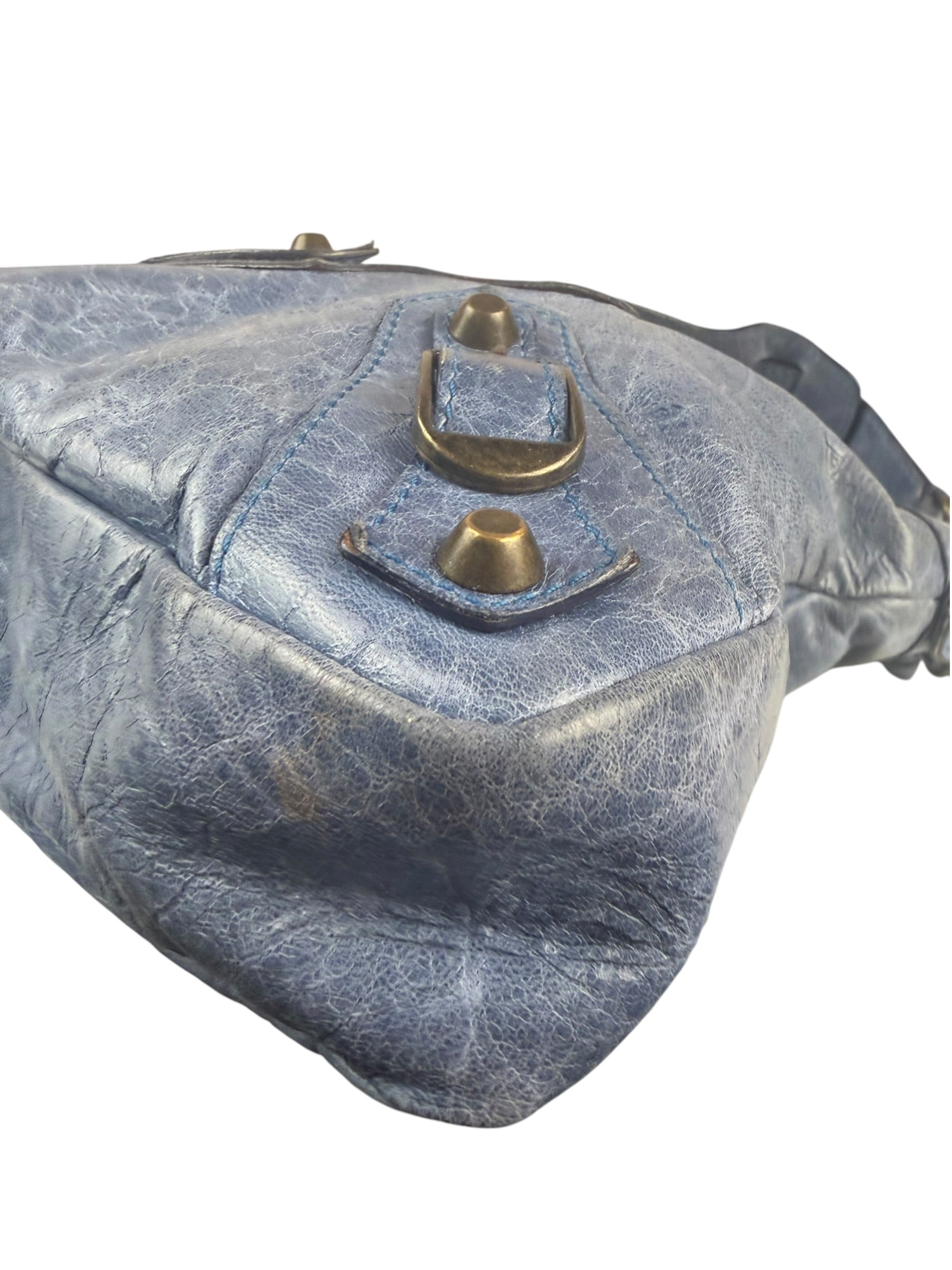 Balenciaga Blue Leather Two-Way First City Bag