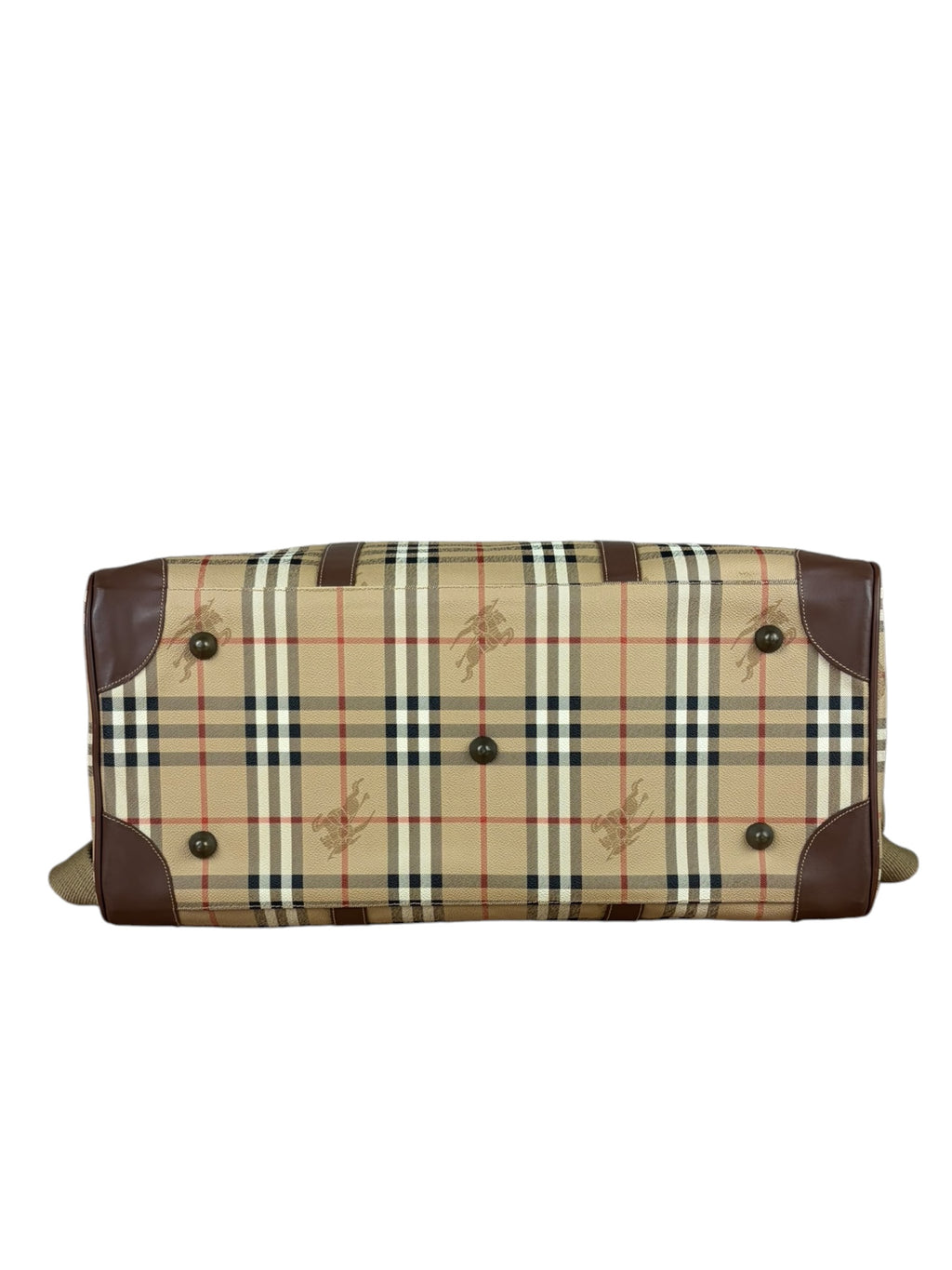 Burberry Beige/Brown Leather Haymarket House Check Boston Two-Way Bag