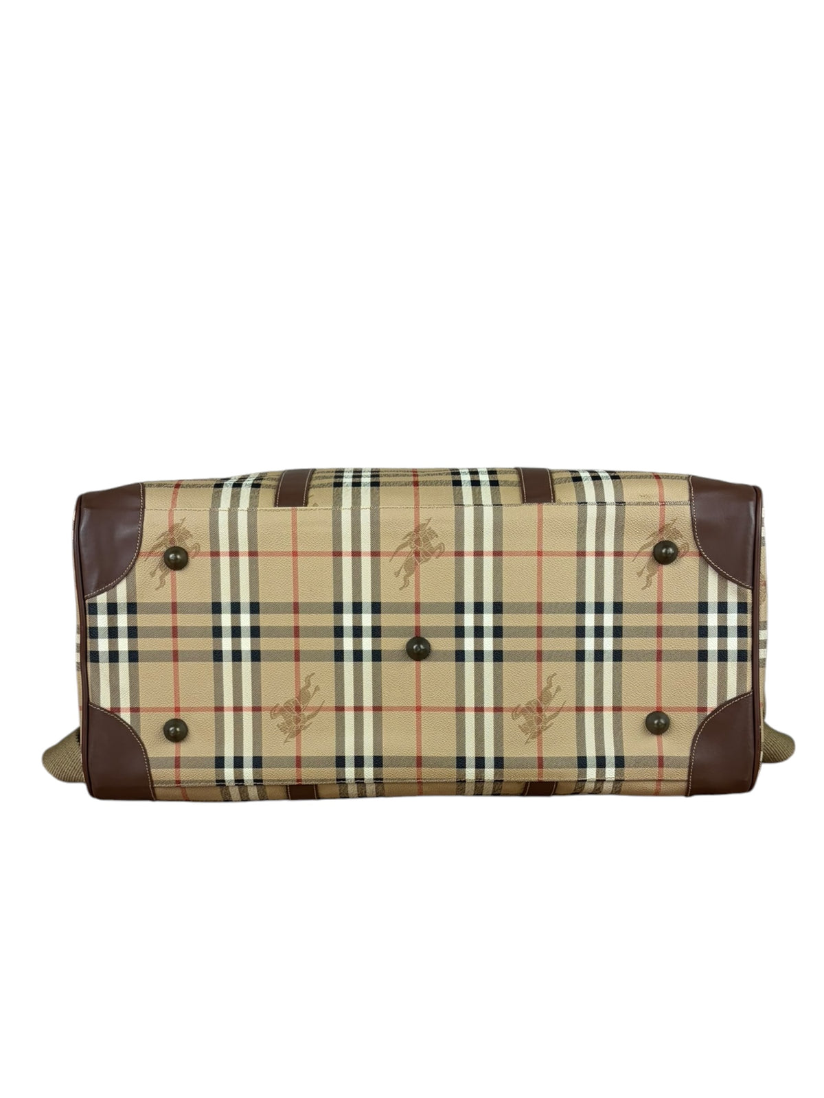 Burberry Beige/Brown Leather Haymarket House Check Boston Two-Way Bag