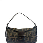 Fendi Brown Leather Trim Baguette