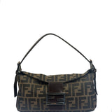 Fendi Brown Leather Trim Baguette