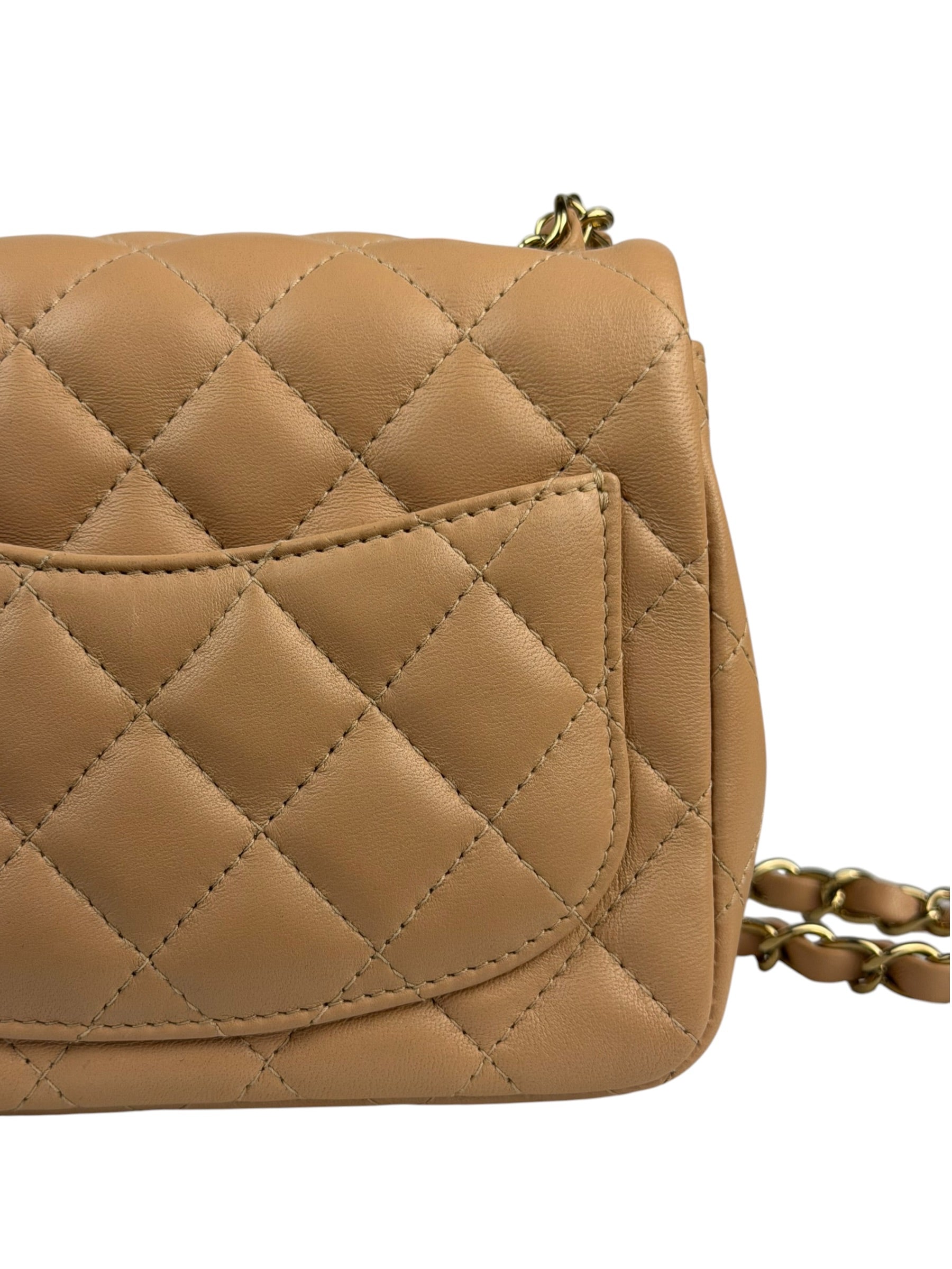 Chanel Beige Quilted Lambskin Mini Flap Bag 2023
