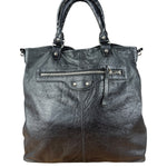 Balenciaga Vintage Black Leather Classic Square Zip Shoulder Tote Bag