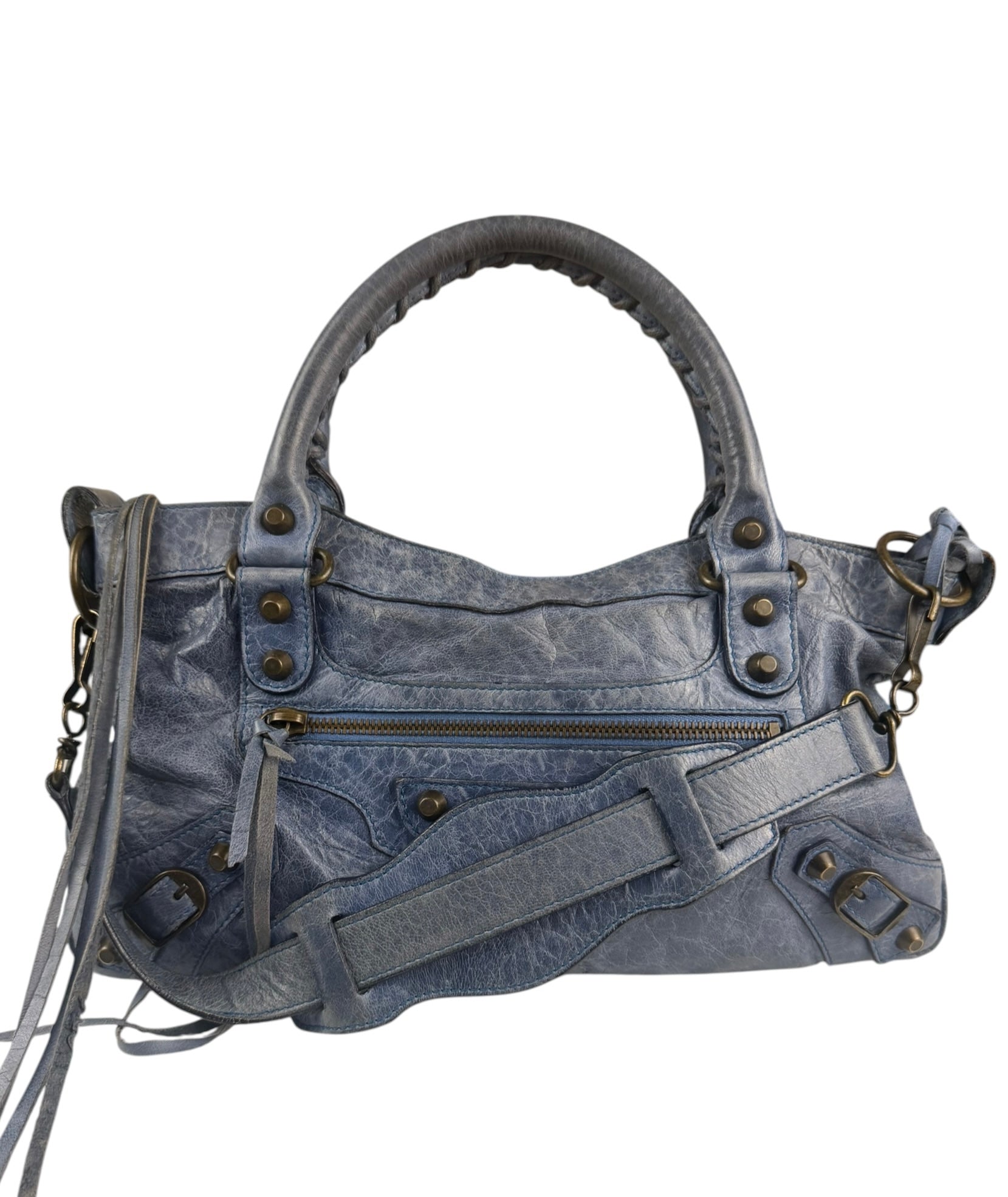 Balenciaga Blue Leather Two-Way First City Bag