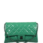Chanel Green Quilted Patent Leather Flap Bag 2012