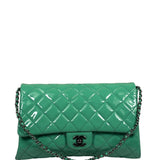 Chanel Green Quilted Patent Leather Flap Bag 2012