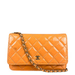 Chanel Orange Patent Leather Flap Wallet on Chain Bag