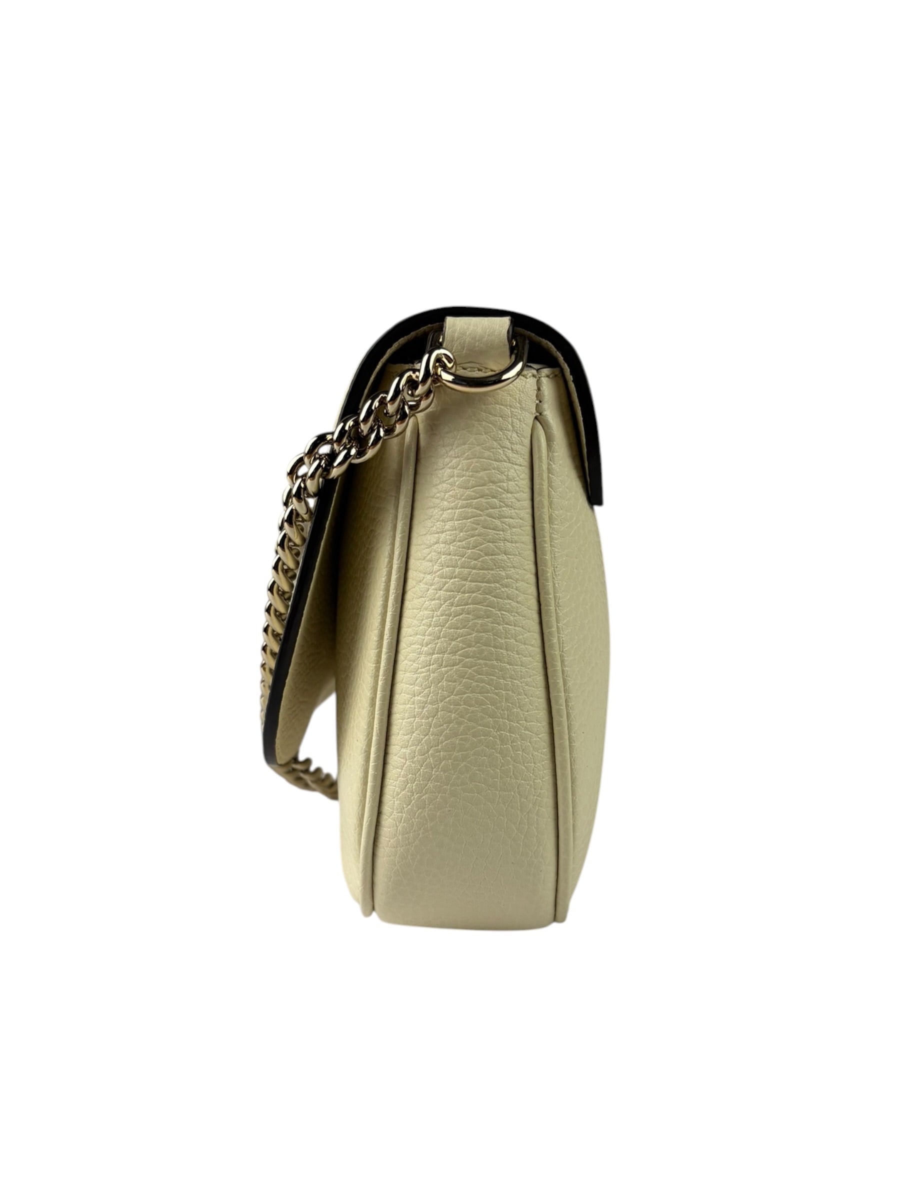 Gucci Soho Chain Flap Shoulder Bag White