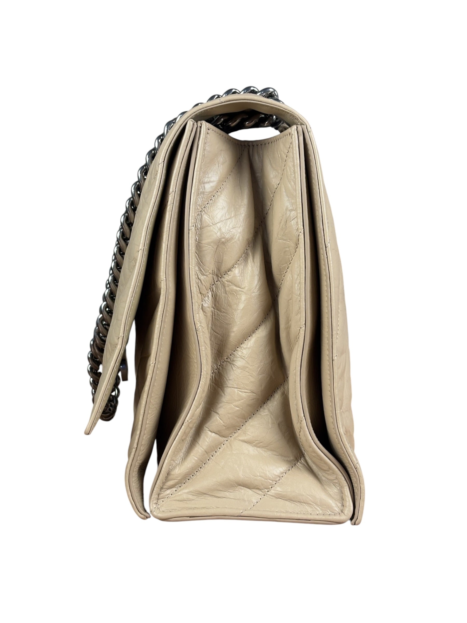 Balenciaga Beige Calfskin Crush Chain Bag