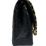 Chanel Vintage Black Quilted Leather Double Flap Bag 1995
