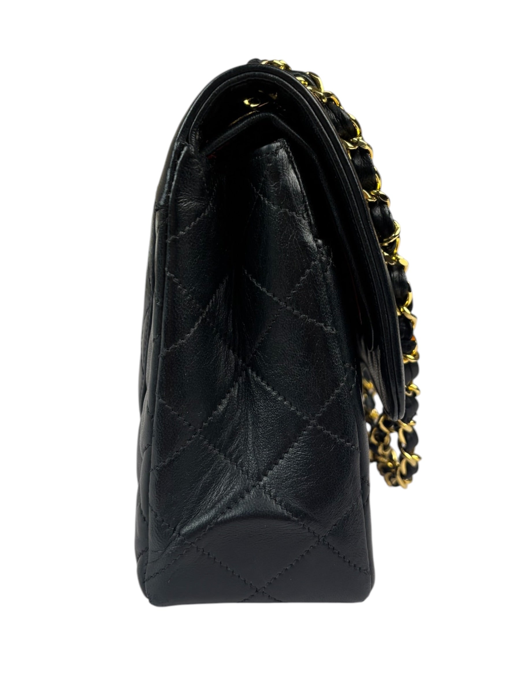 Chanel Vintage Black Quilted Leather Double Flap Bag 1995