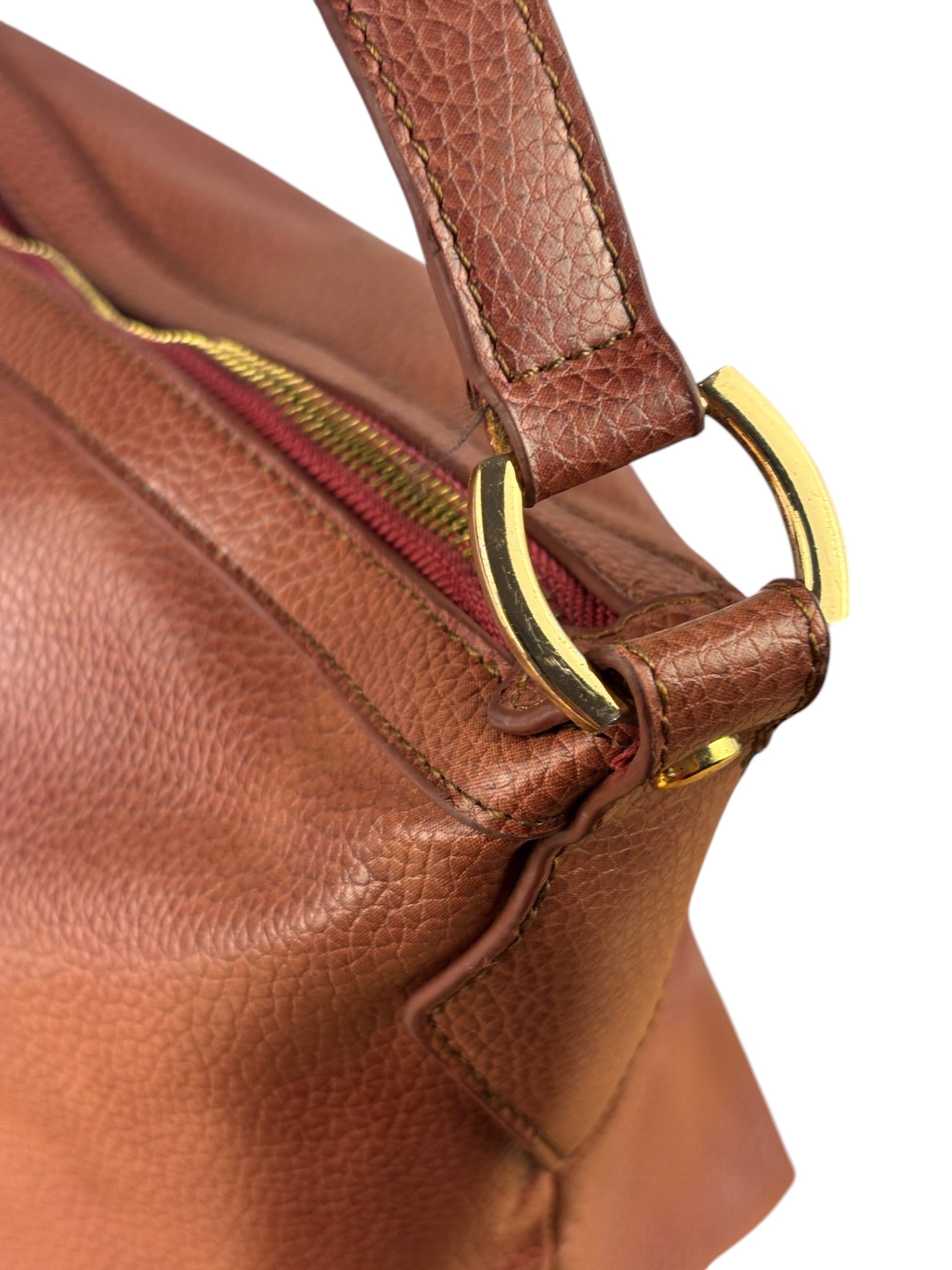 Vivienne Westwood Tan Brown Leather Perforated Orb Logo Shoulder Bag