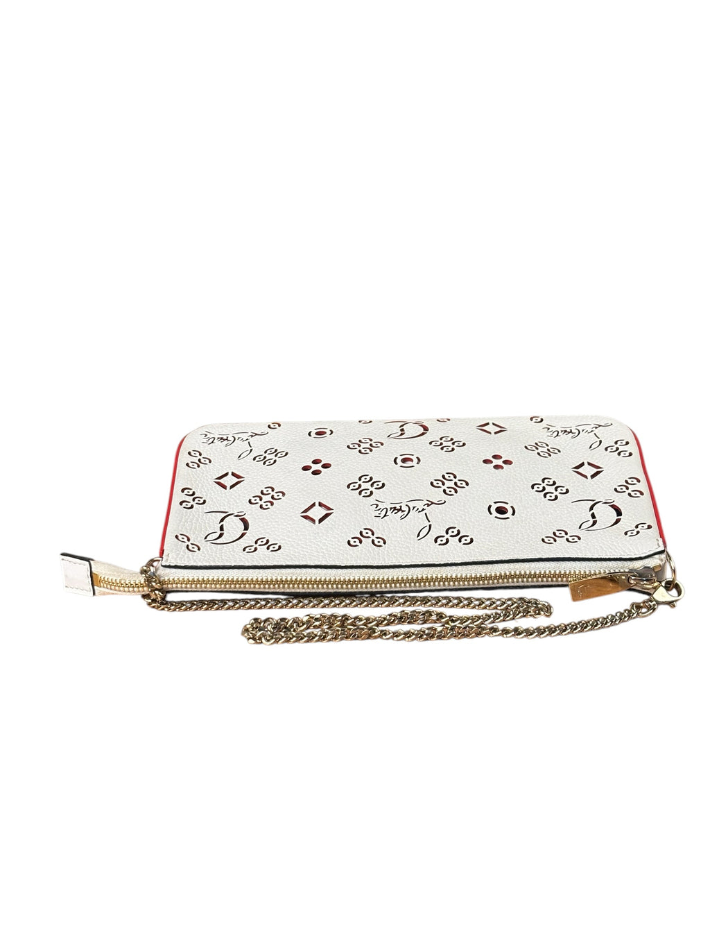 Christian Louboutin White Leather Loubinthesky Perforated Pochette