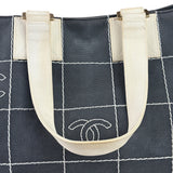 Chanel Vintage Large Square Quilt Tote Faded Black 2003