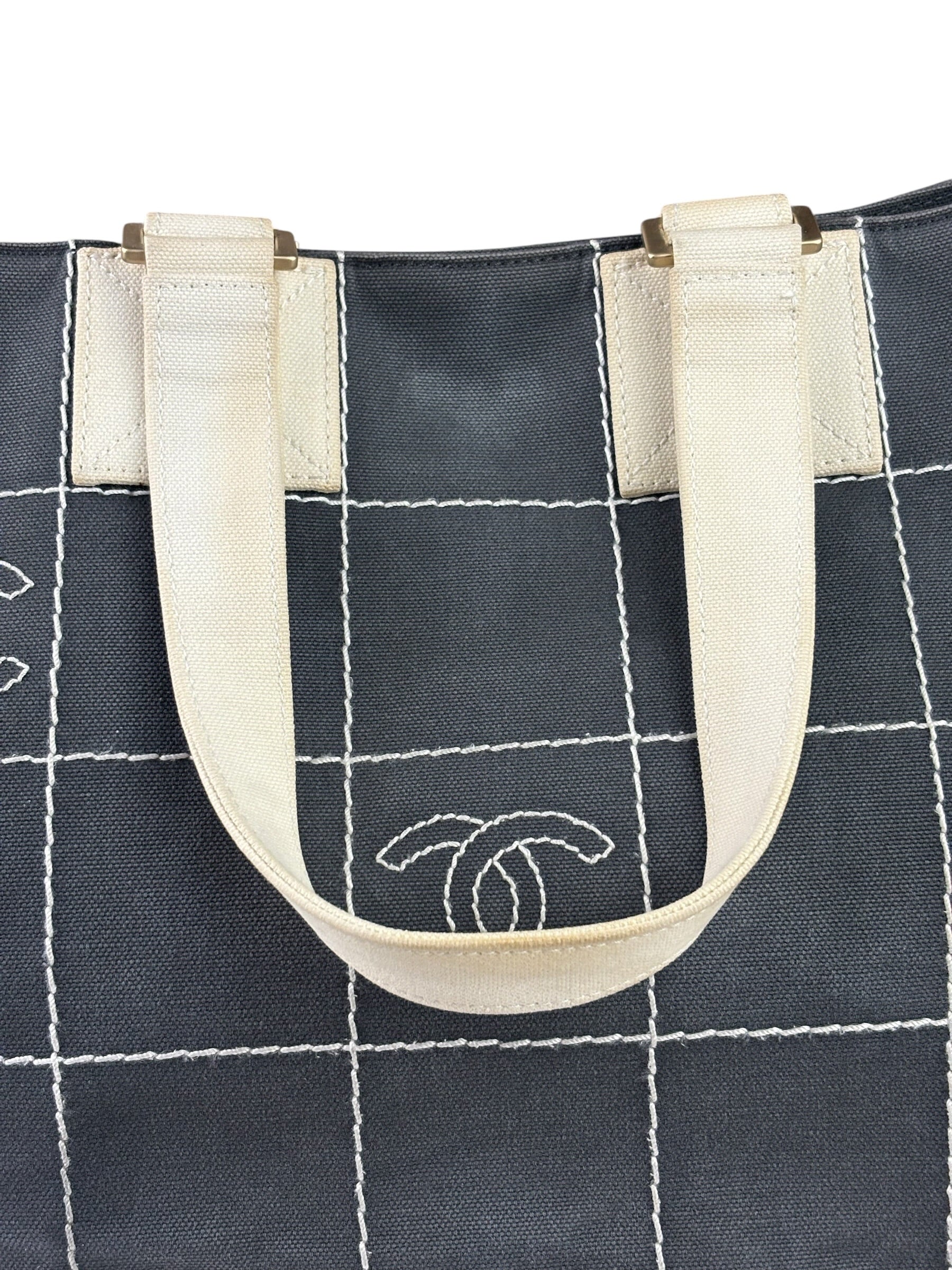 Chanel Vintage Large Square Quilt Tote Faded Black 2003