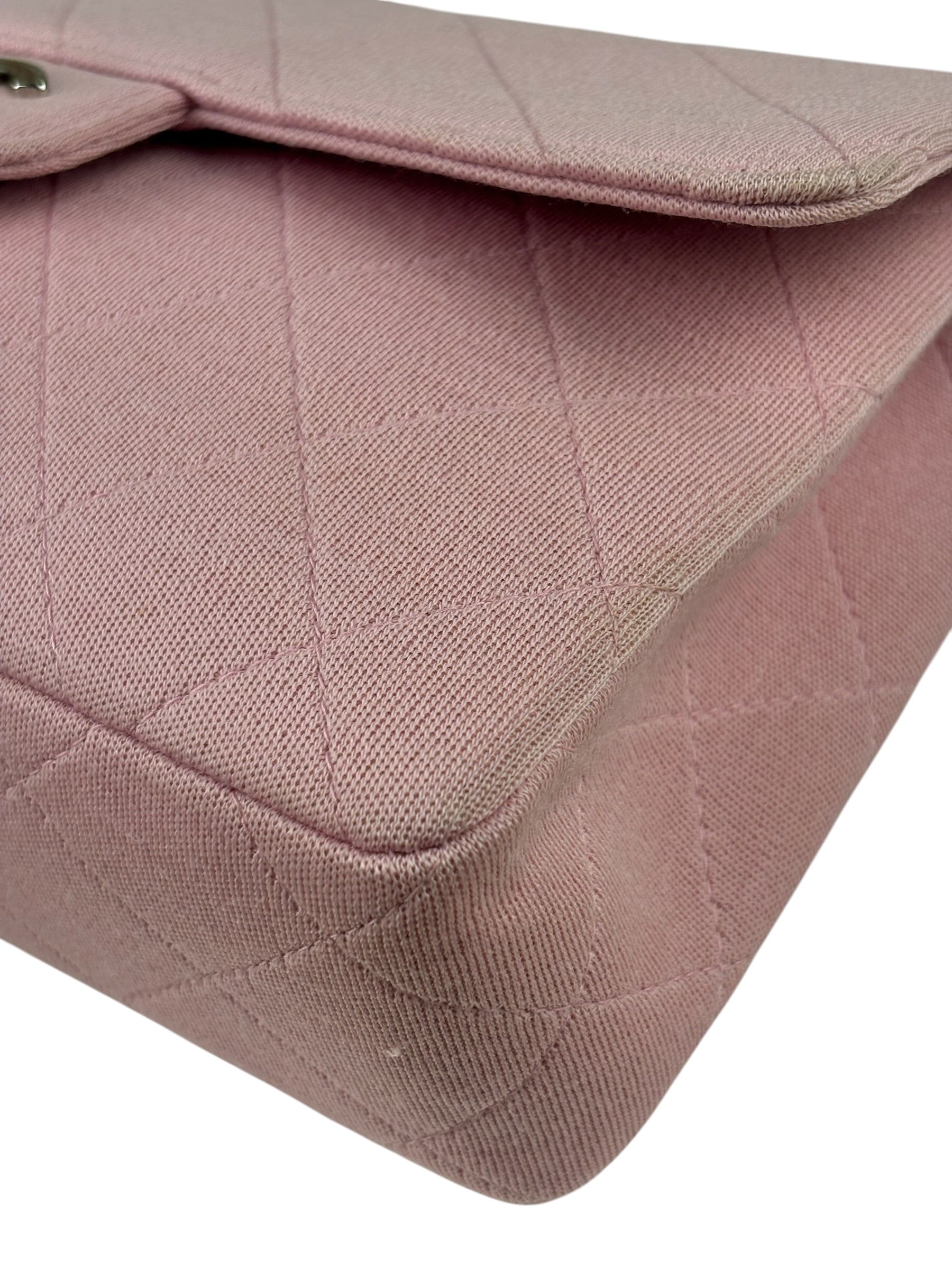 Chanel Pink Quilted Jersey Classic Flap Bag 1997