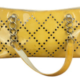 Chanel Vintage Yellow Patent Leather Perforated Tote Bag 1987