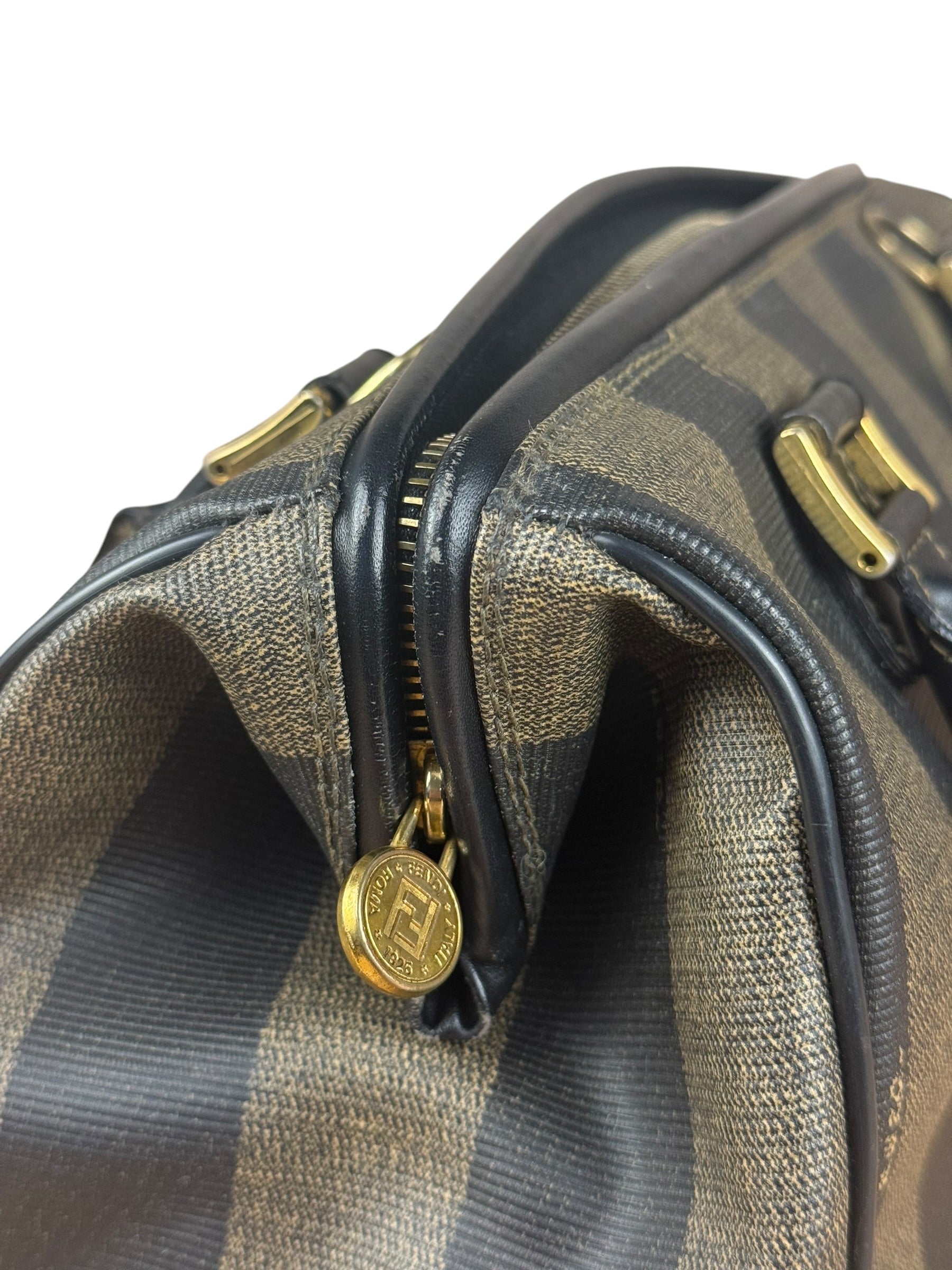 Fendi Vintage Pequin Stripped Mini Boston Bag