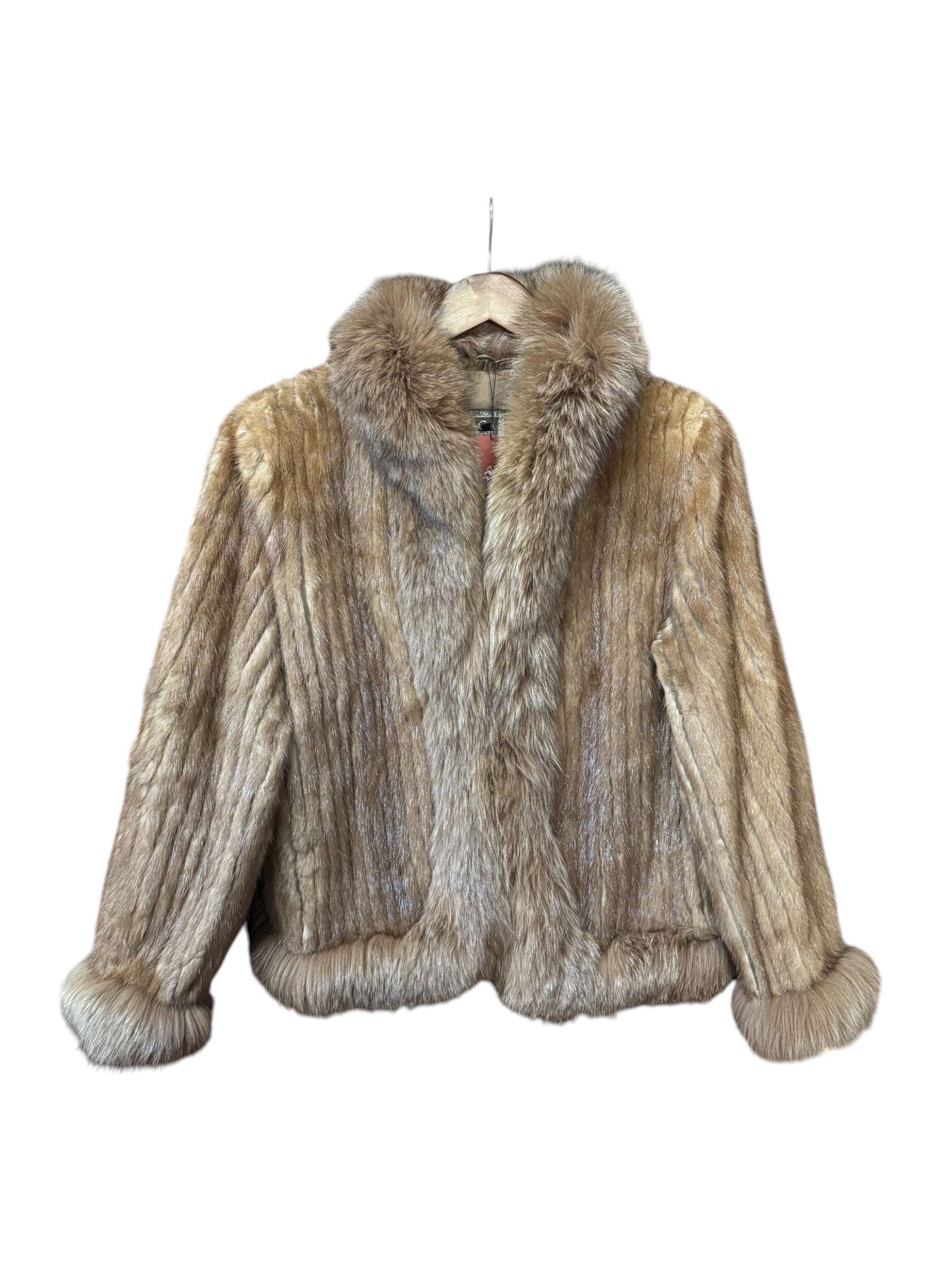 Saga Brown Mink Fur/Fox Fur Trim Coat