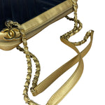 Chanel V Stitch Chevron Leather Black/Gold Chain Shoulder Bag 2014