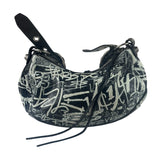 Balenciaga Black/White Leather Le Cagole Graffiti Shoulder Bag