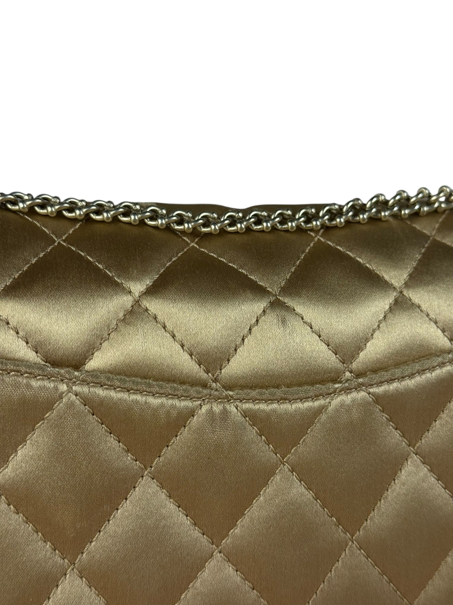 Chanel CC Limited Edition Gold Satin Quilted Flap Bag 2008