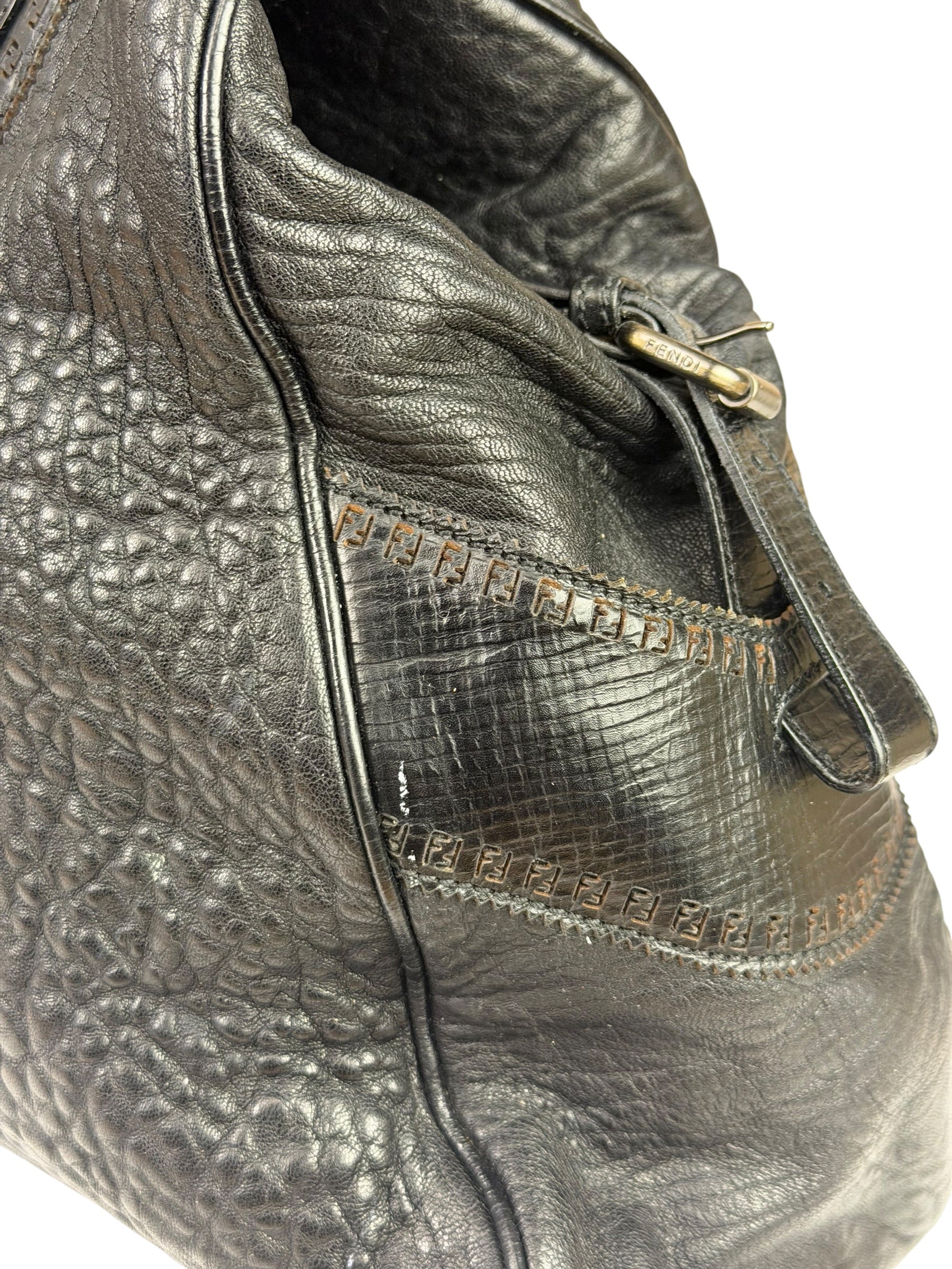 Fendi Black Leather Etniko Du Jour Shoulder Bag