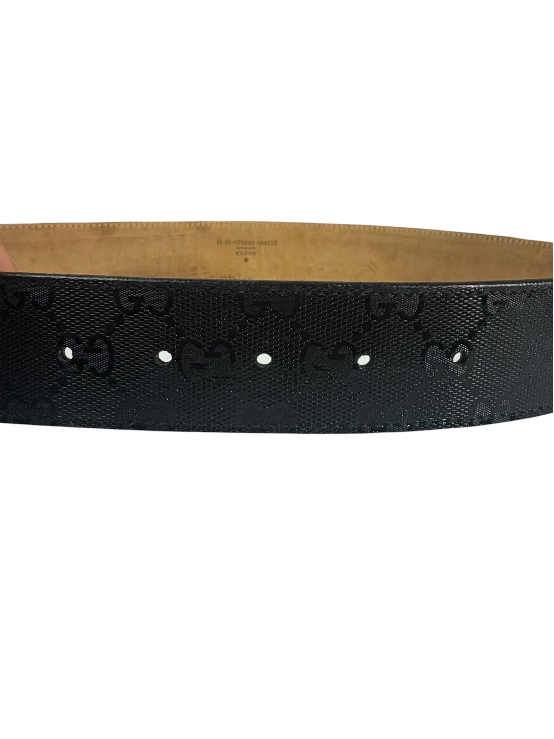 Gucci Black GG Imprime Canvas Interlocking GG Belt