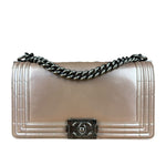 Chanel Pink Glazed Calfskin M Boy Bag 2012