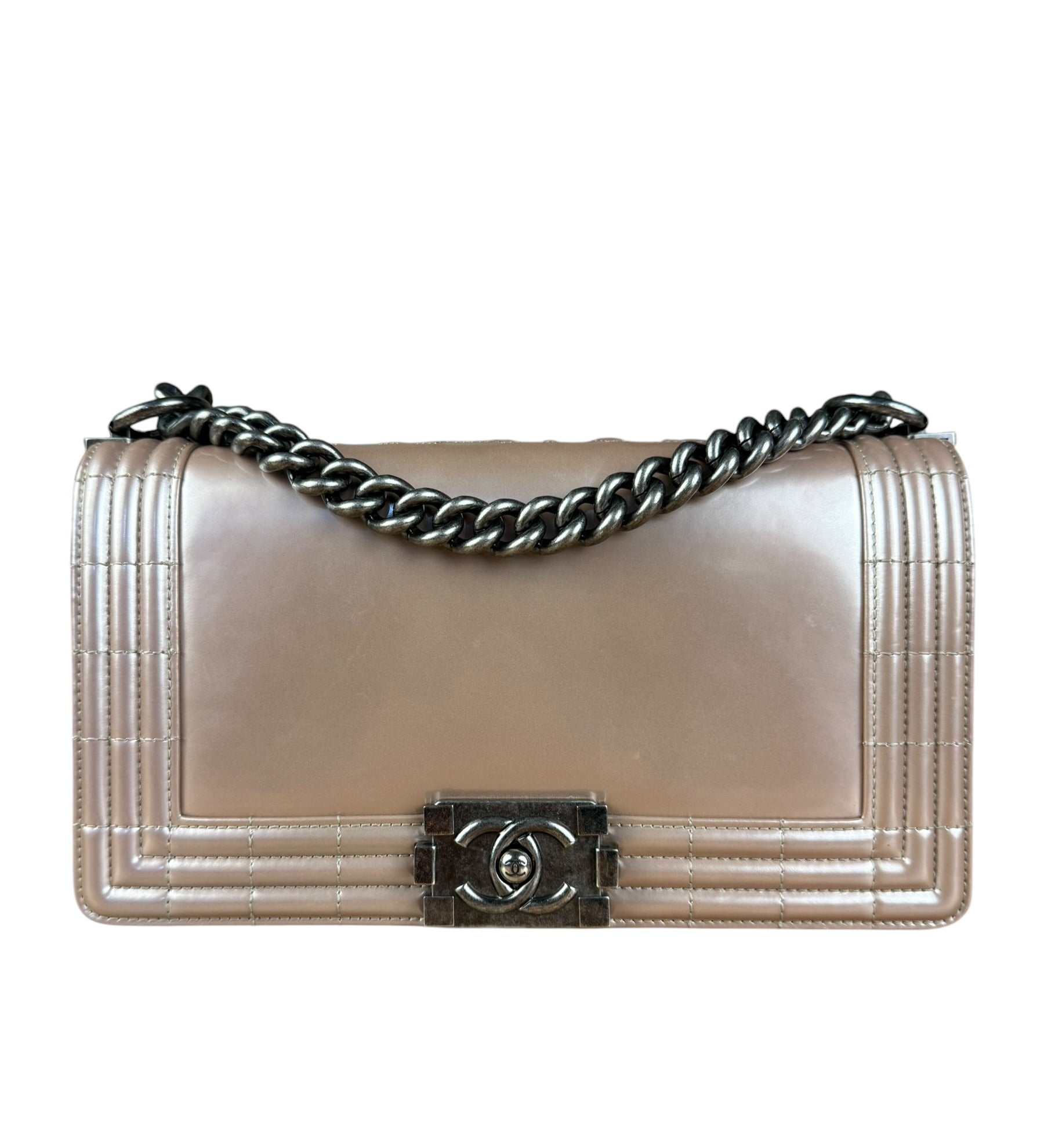 Chanel Pink Glazed Calfskin M Boy Bag 2012