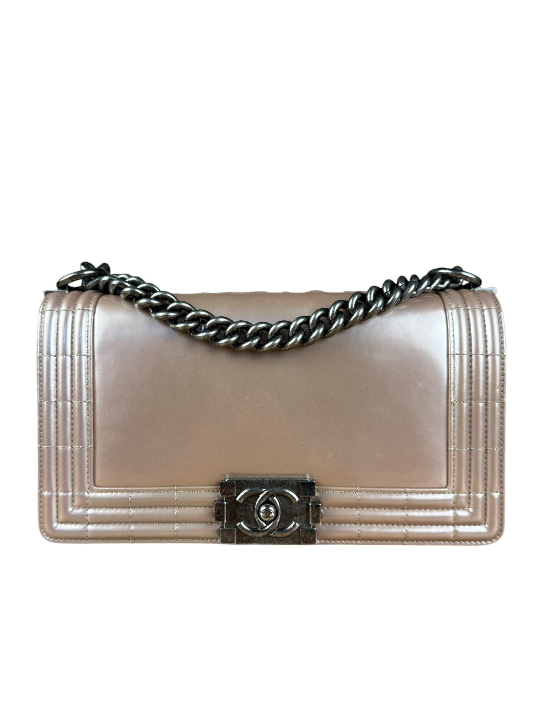 Chanel Pink Glazed Calfskin M Boy Bag 2012