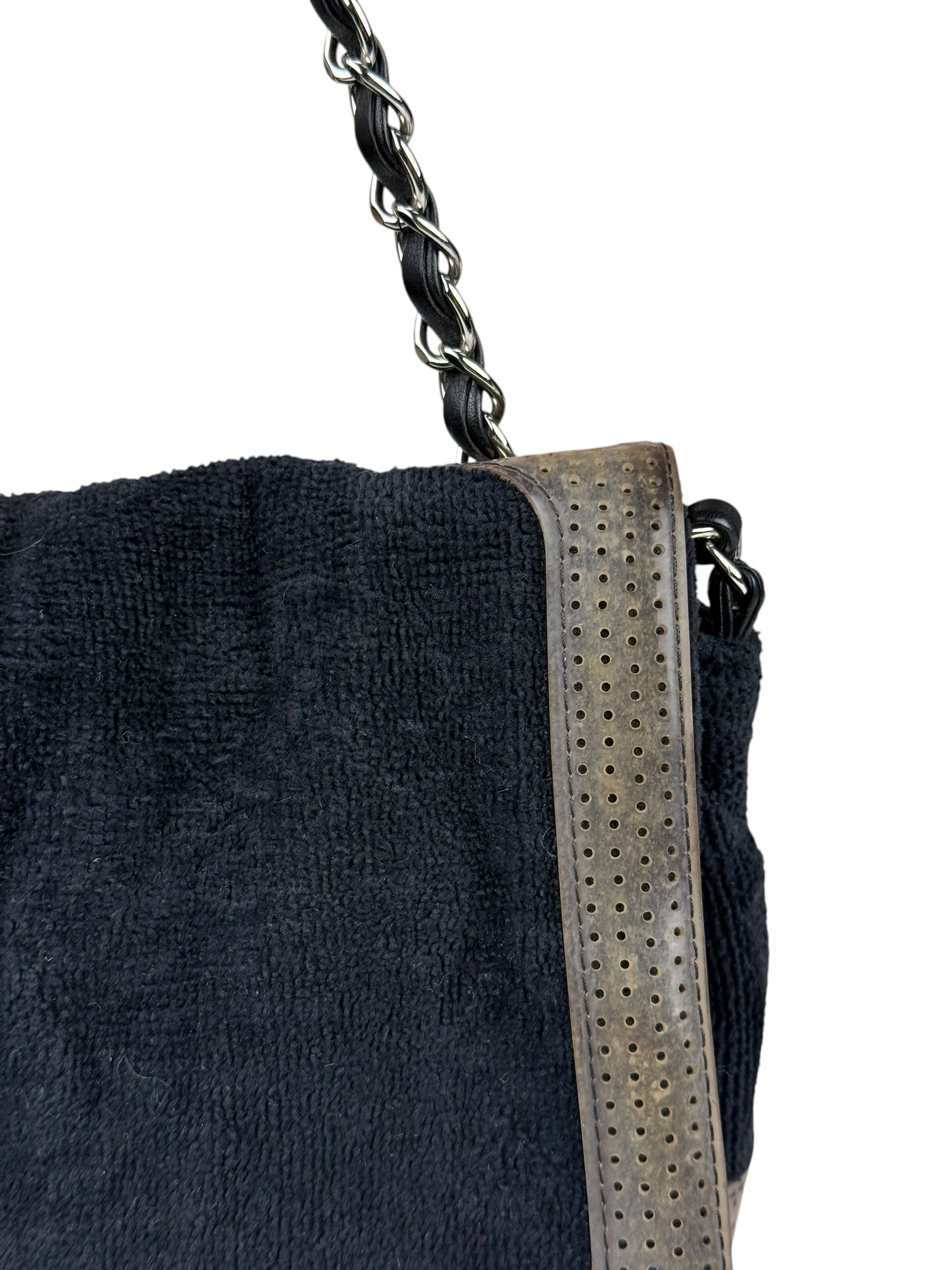 Chanel Sport Line Terrycloth Black Flap Bag 2008