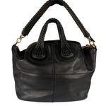 Givenchy Vintage Black Leather Nightinagale Braided Handles Hobo Bag