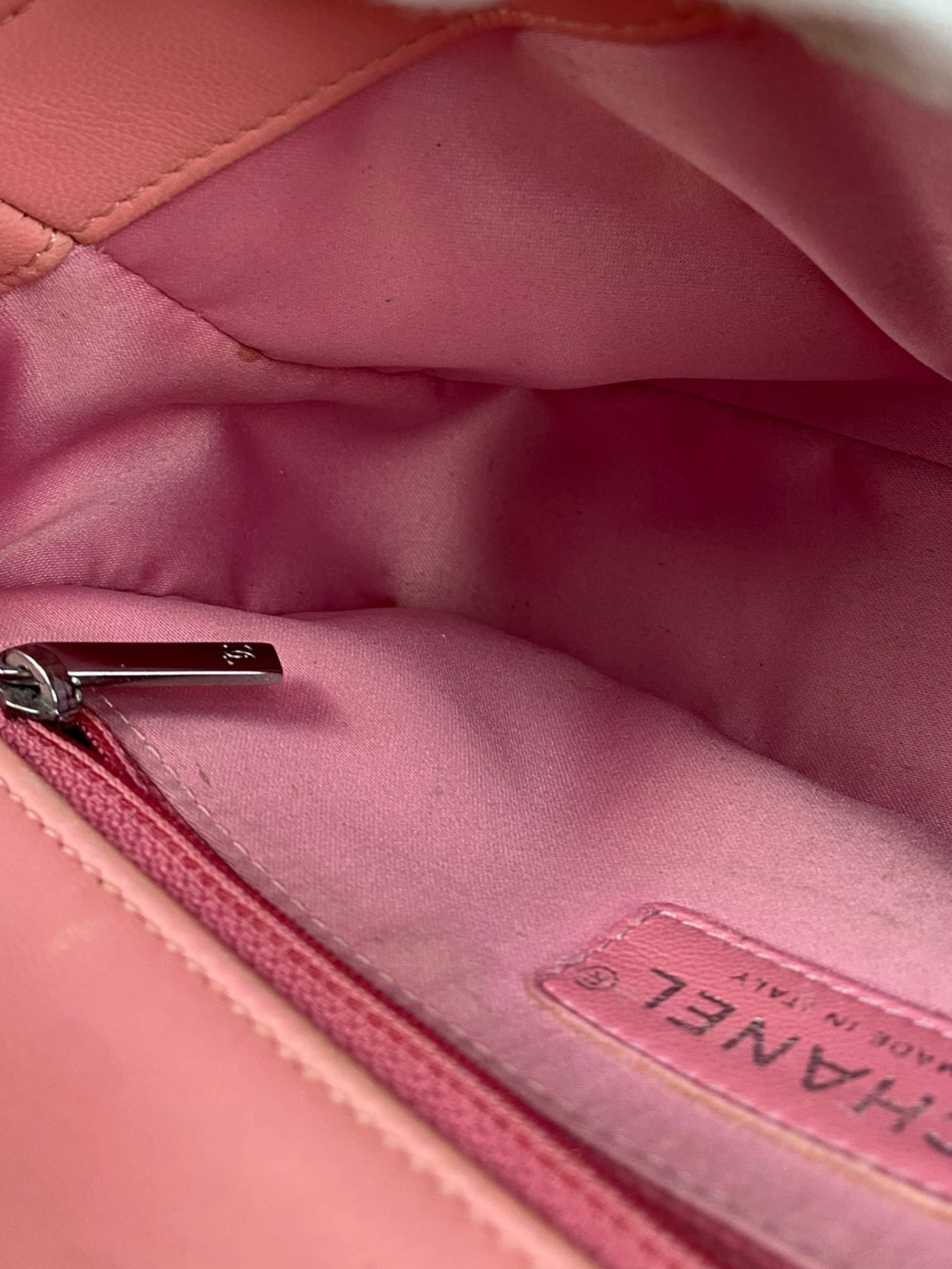 Chanel Pink Chevron Lambskin Flap Bag 2015