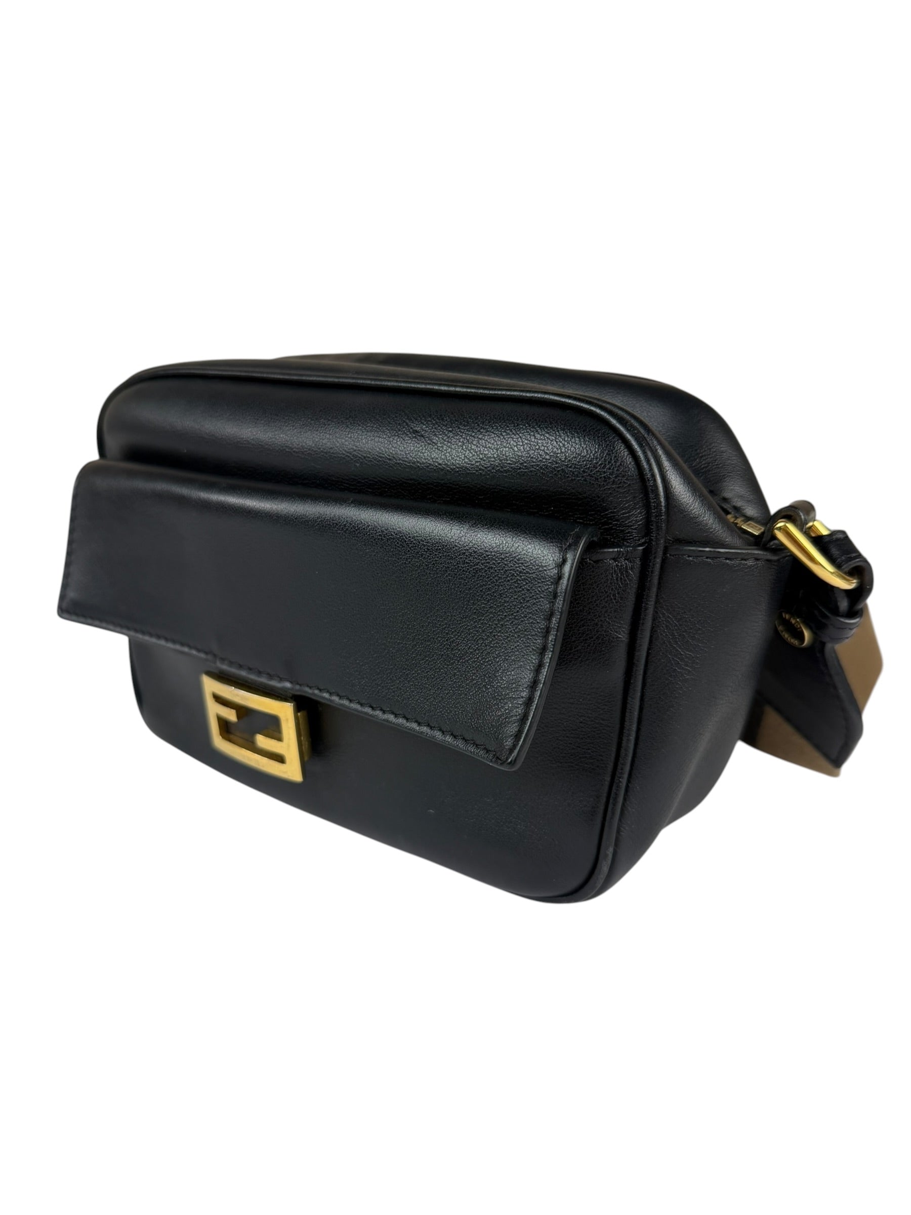 Fendi Black Leather Camera Crossbody