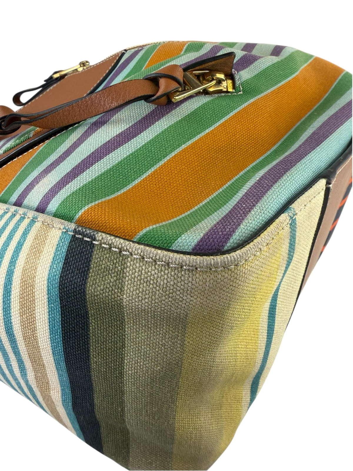 Loewe Colorblock Leather Trim Stripes Small Hammock Crossbody Bag