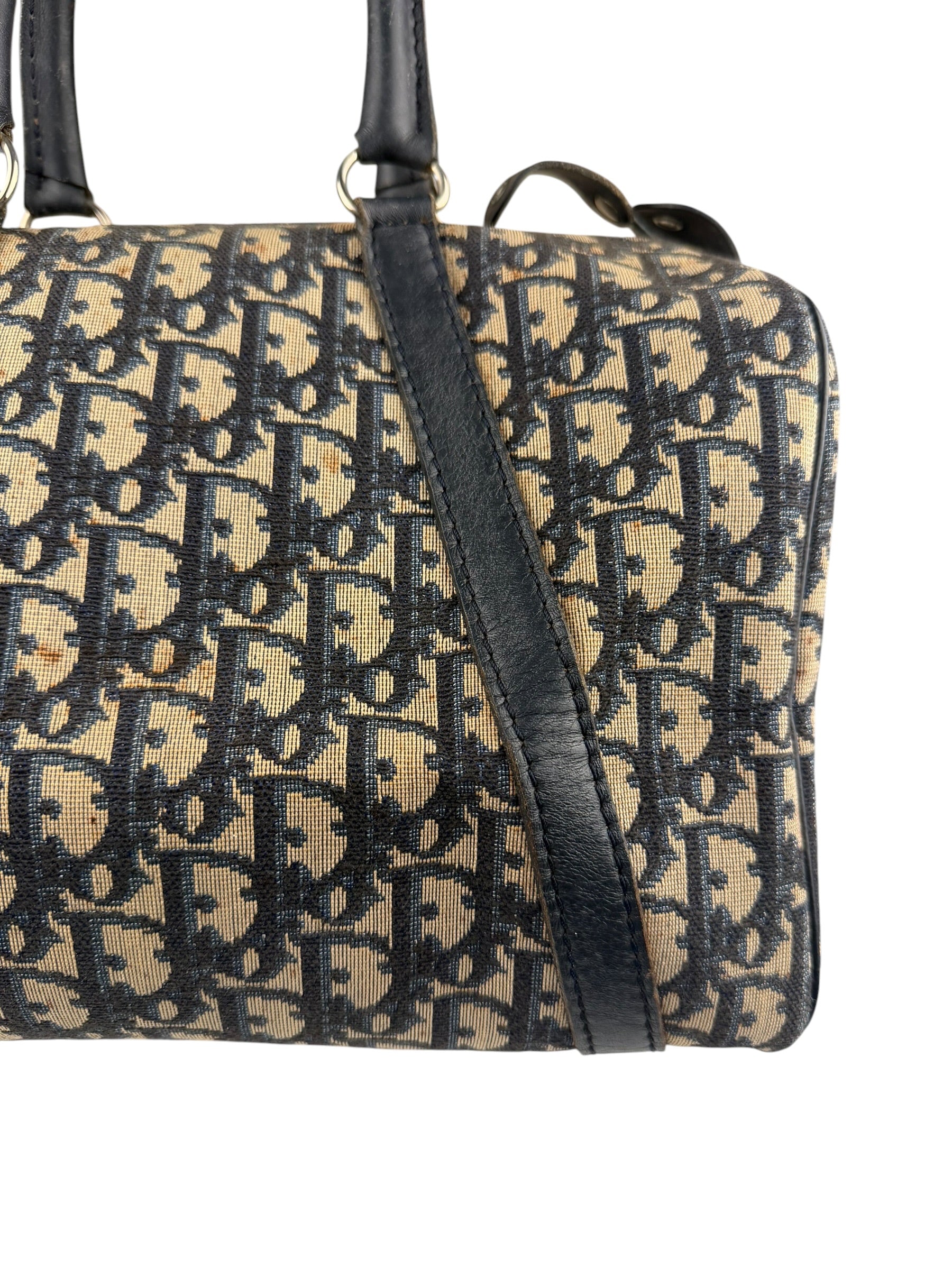Christian Dior Vintage Canvas Monogram Trotter Oblique Boston Hand Bag