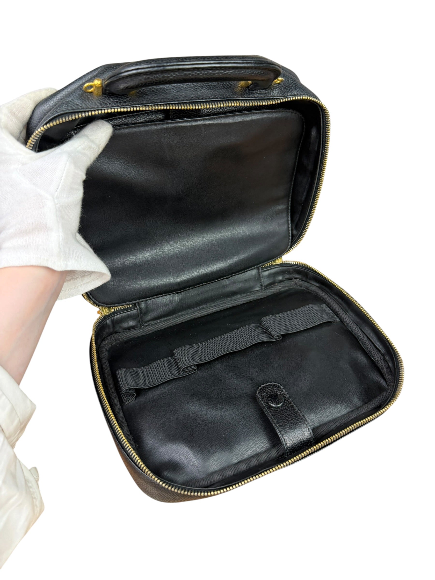 Chanel Black Caviar Leather Vanity 2Way Handbag '96-'97