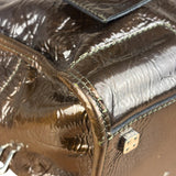 Loewe Vintage Brown Patent Leather Amazona Handbag