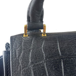 Celine Black Suede/Crocodile Embossed Leather Trapeze Two-Way Bag