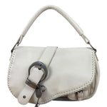 Christian Dior White Leather Gaucho Double Saddle Shoulder Bag