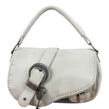 Christian Dior White Leather Gaucho Double Saddle Shoulder Bag