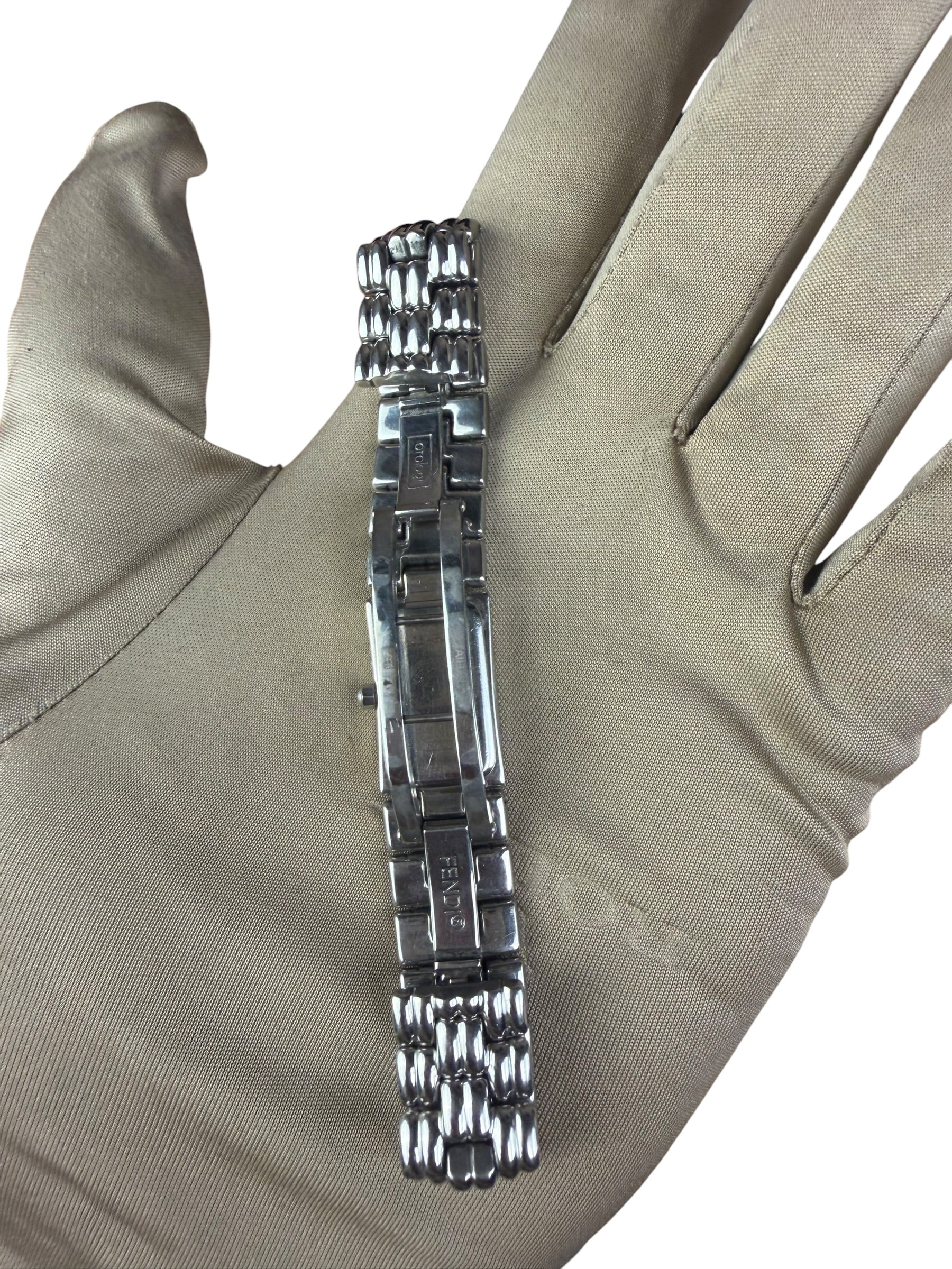 Fendi Blue Rectangular Dial Stainless Steel Band