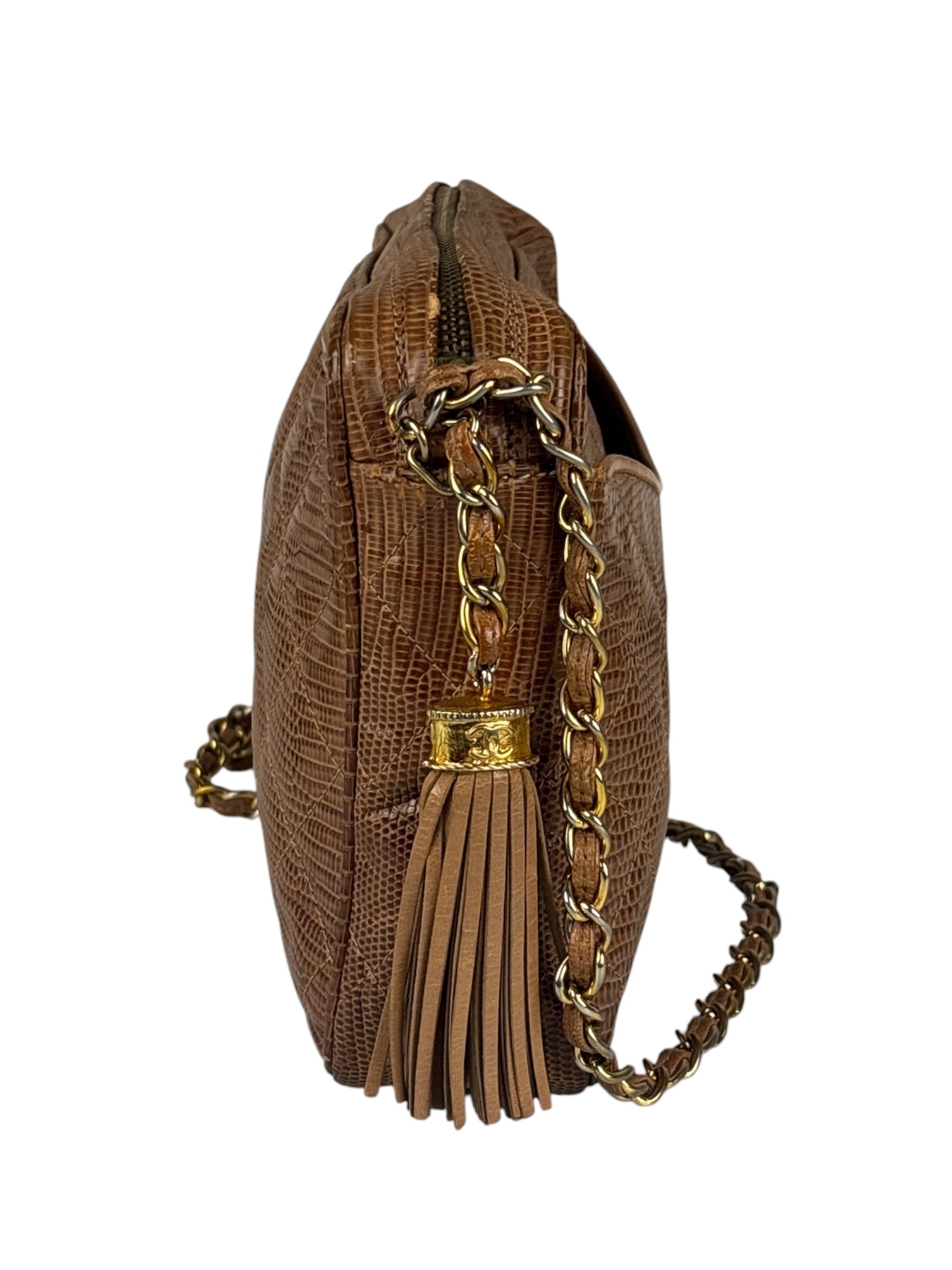 Chanel Vintage Leather Lizard Tassel Camera Case - 1987